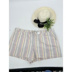 NEW‎ LOFT Multicolor Stripe Pull-On Cotton Shorts Women's Medium XXL Pink Blue